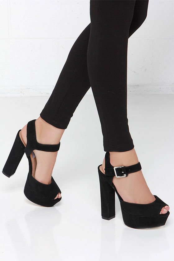 black heel platform sandals