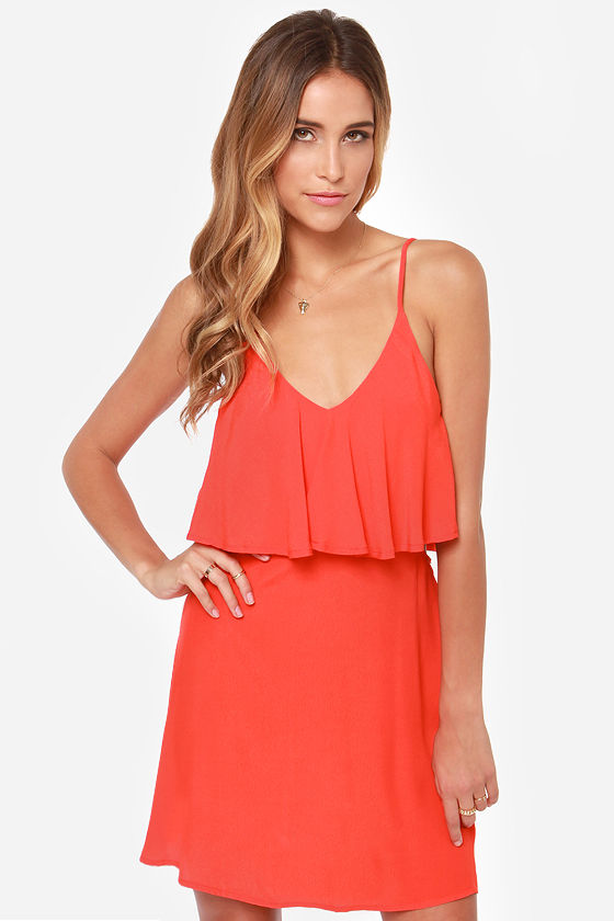 Let It Burn Cutout Coral Red Dress
