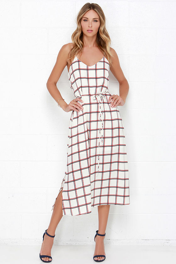 midi white floral dress