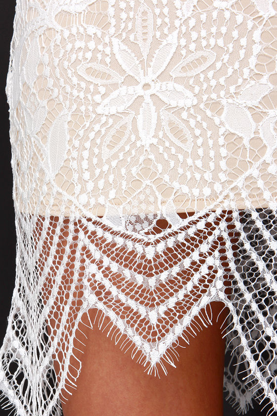Sexy Beige and Ivory Skirt - Lace Skirt - Bodycon Skirt - $58.00