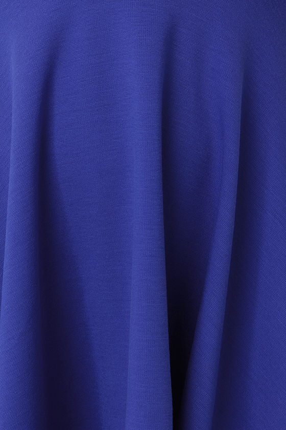 Lovely Royal Blue Dress - V Neck Dress - Skater Dress - $48.00