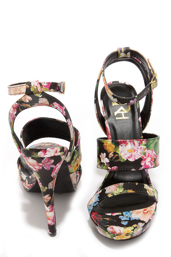 EMILIO PUCCI black floral print heels size 39, US 9 in MINT Condition! |  eBay