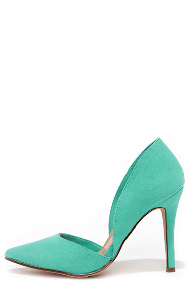 Suede to Order Aqua Green Suede D'Orsay Heels
