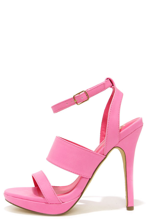 pink high heels sandals