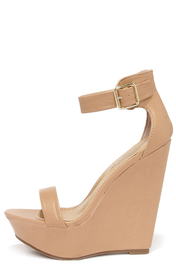 nude color wedge sandals