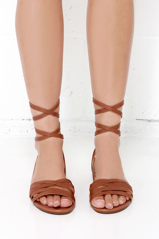 tan wrap up sandals