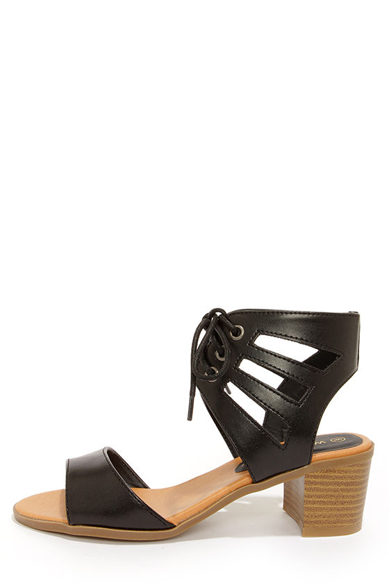 black cut out sandals