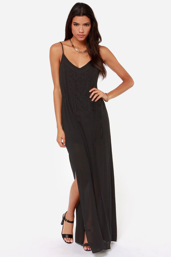 Beautiful Black Dress - Maxi Dress - Embroidered Dress - $49.00 - Lulus