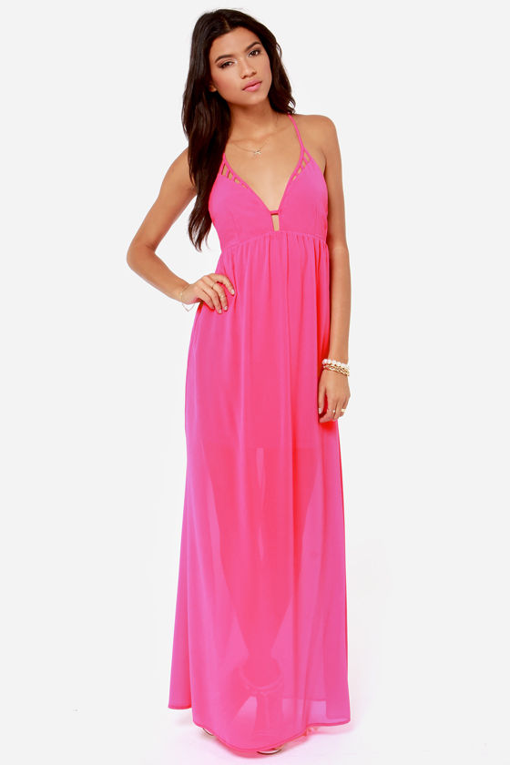fuchsia pink maxi dress