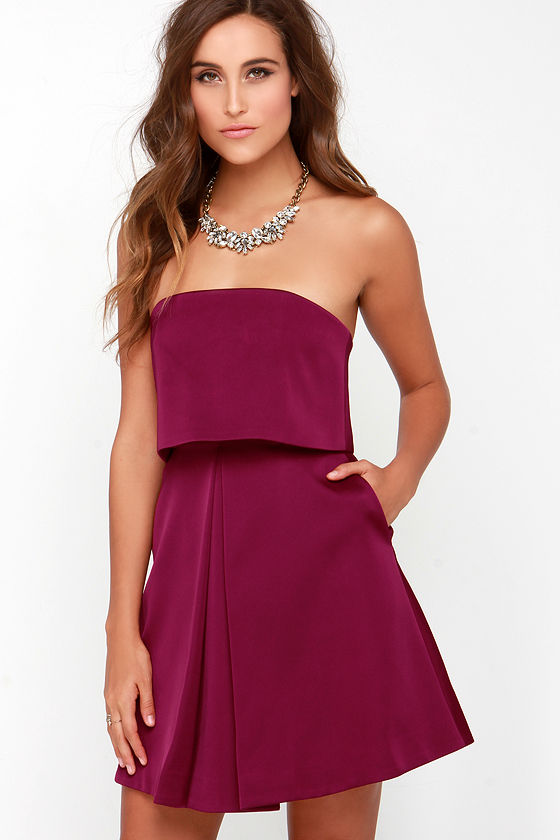 Keepsake Keep Watch Dress - Burgundy Dress - Strapless Dress - $169.00 ...