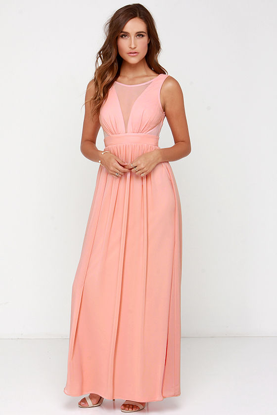 Peach Dress Maxi Dress Peach Gown 48.00 Lulus