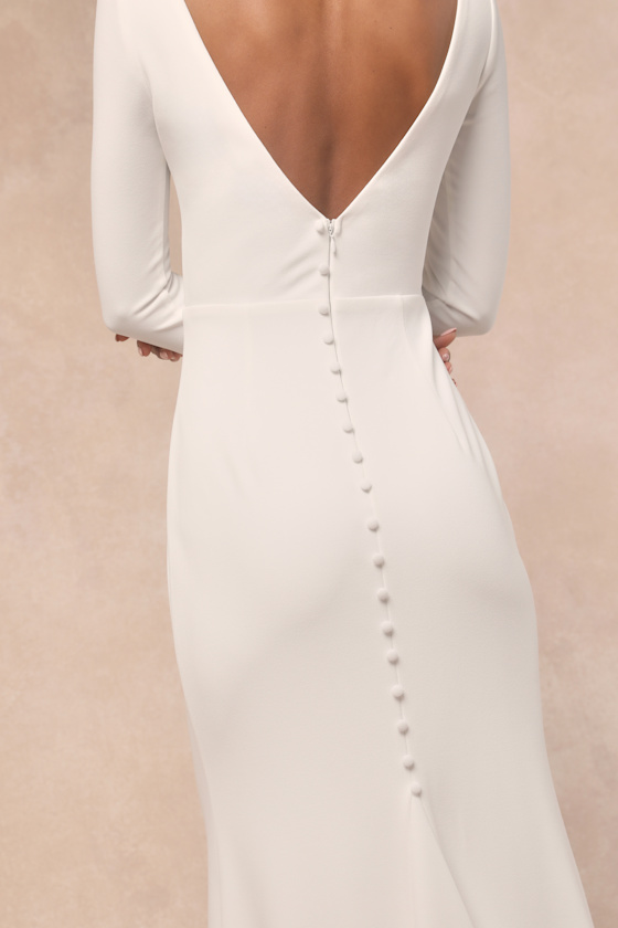 Feeling of Forever White Long Sleeve Mermaid Maxi Dress