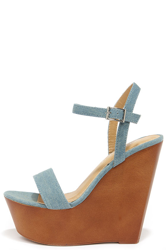 denim platform wedges