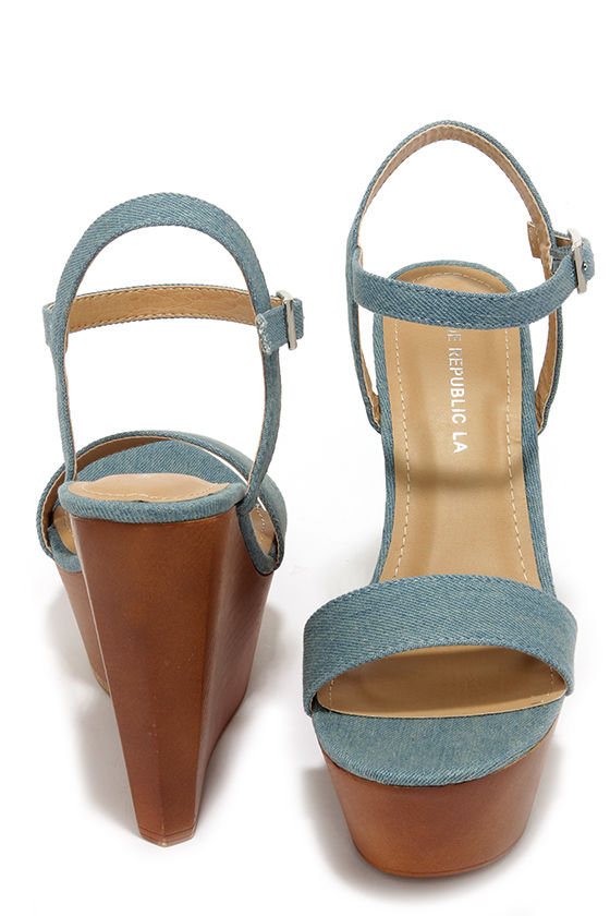 blue platform wedges