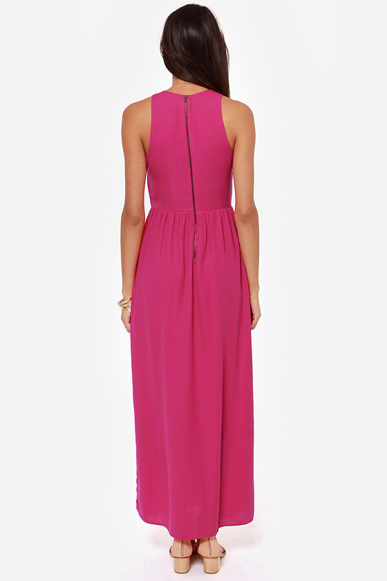 Caitlin Sleeveless Rib Dress – Magenta