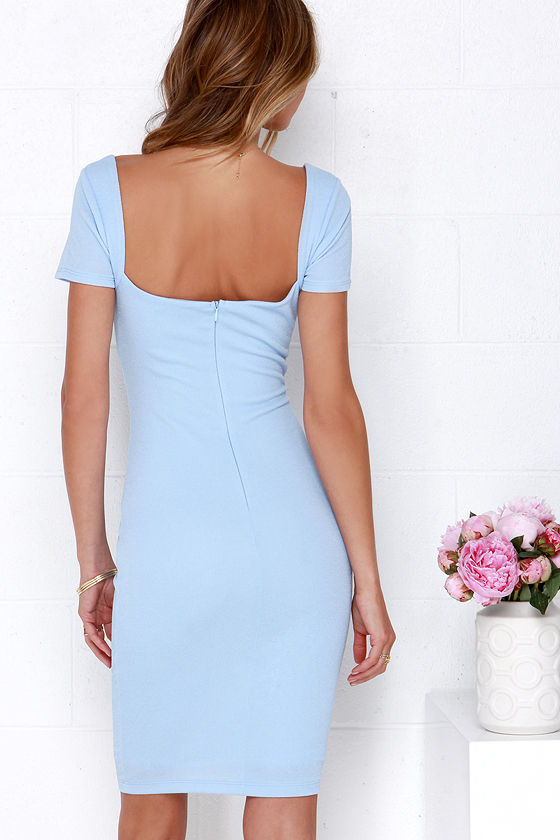 Lovely Powder Blue Dress Bodycon Dress Midi Dress 46.00