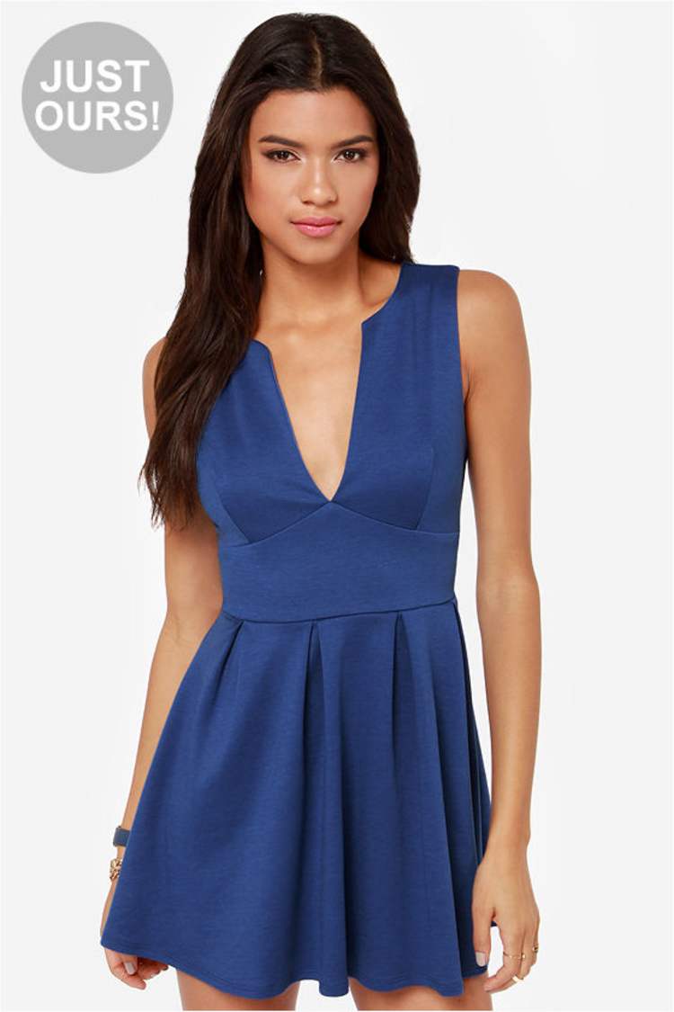 lulus royal blue skater dress Lulus Just Us Royal Blue Skater Dress Size Medium