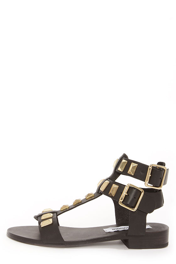 black gold studded sandals