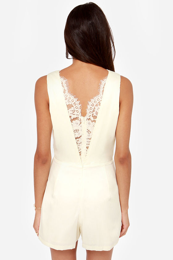 Cute Cream Romper Lace Romper 66.00