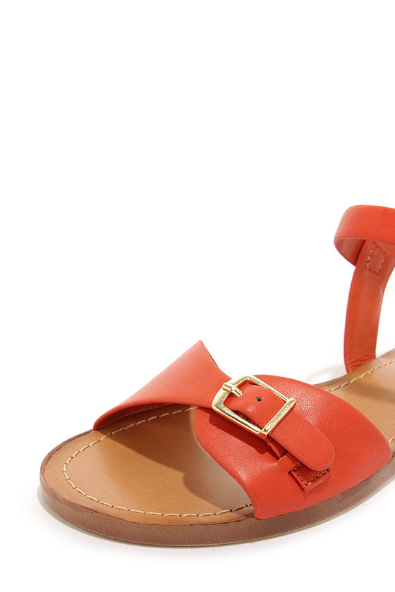 Cute Orange Shoes - Ankle Strap Sandals - $20.00