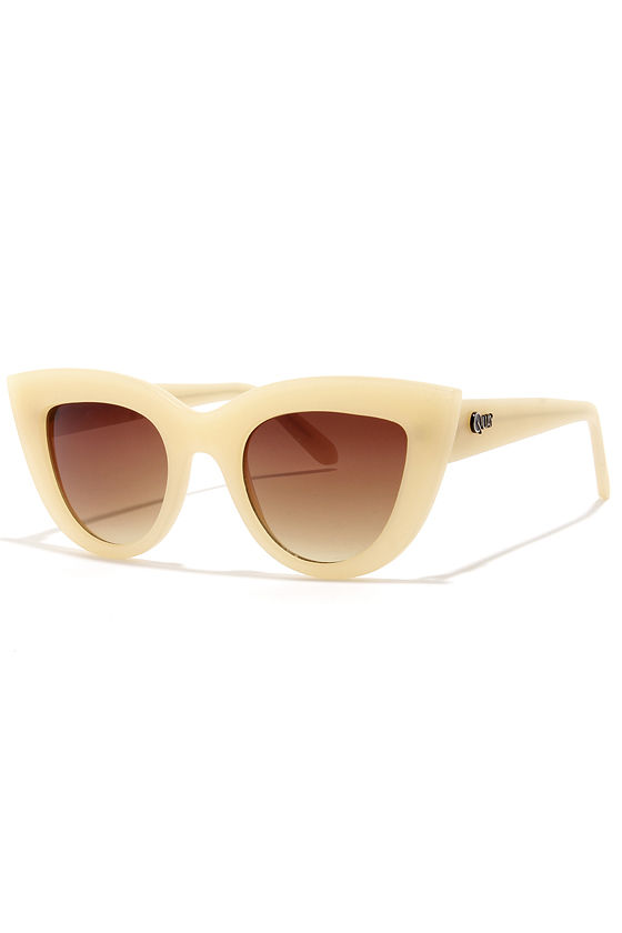 Quay Kitti CatEye Glasses Beige Sunglasses 40.00 Lulus