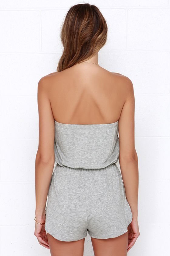 Cream Ruched Wrap Style Strapless Romper main image 0