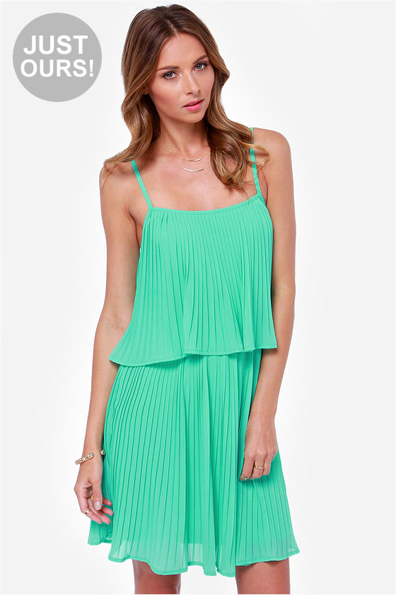 Flirty Mint Green Dress - Pleated Dress - Mint Dress - $45.00 - Lulus