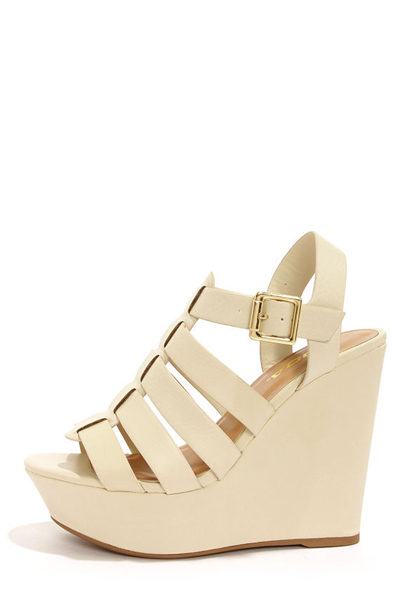 off white wedge heels