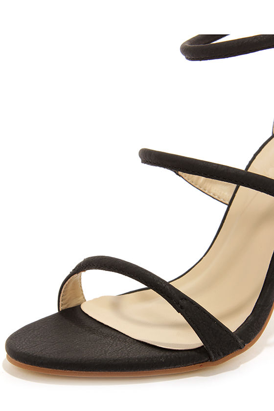 Sexy Black Heels - Ankle Strap Heels - Single Sole Heels - $72.00