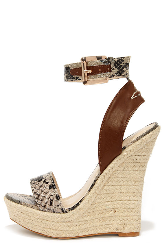 snake print espadrille wedges