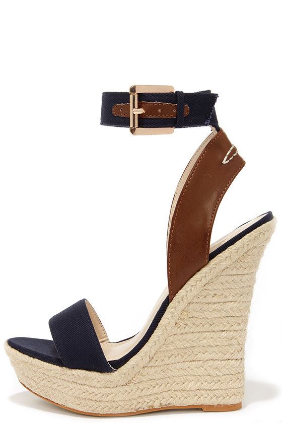 navy blue wedge sandals