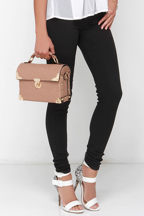 Lovely Taupe Handbag Taupe Purse Gold and Taupe Purse 45.00