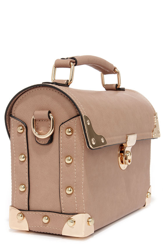 Lovely Taupe Handbag Taupe Purse Gold and Taupe Purse 45.00