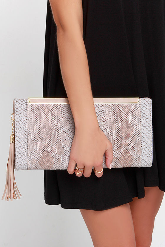 Taupe Puff Clutch