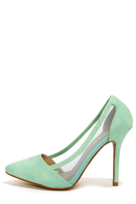 mint lace up heels