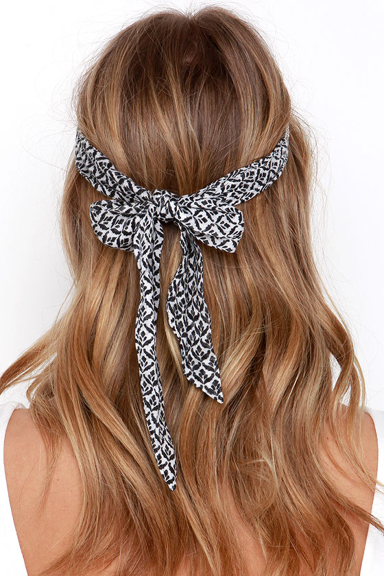 Cute Black and White Headband Beaded Headband Sash Headband 16.00