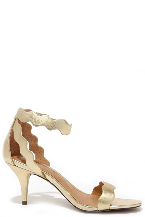 gold lace up kitten heels