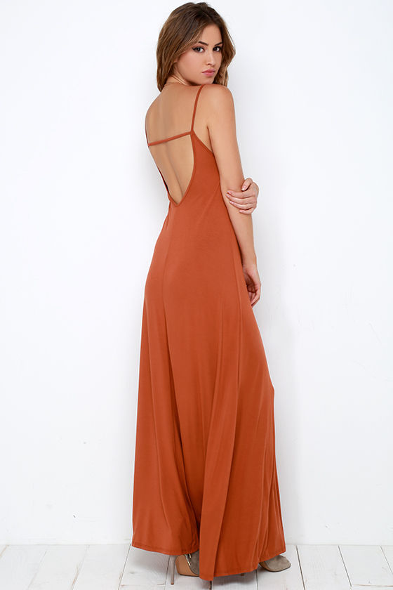 rust evening gown