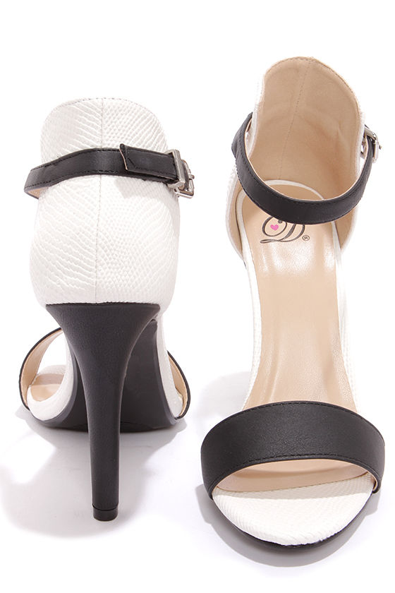 My Delicious Stick Black and White Reptile High Rise High Heels