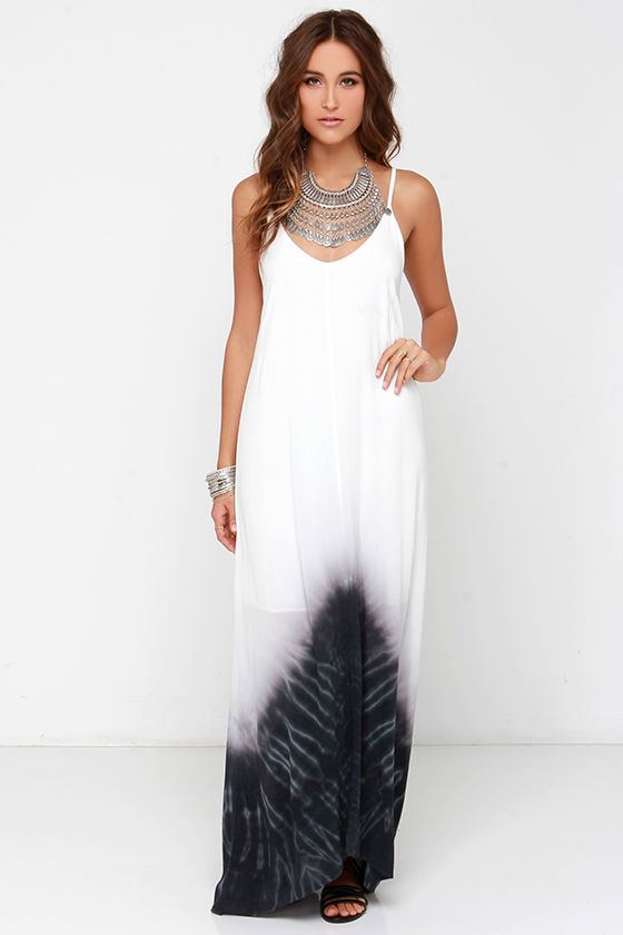 Ivory and Washed Black Dress - Tie-Dye Dress - Maxi Dress - $105.00 - Lulus