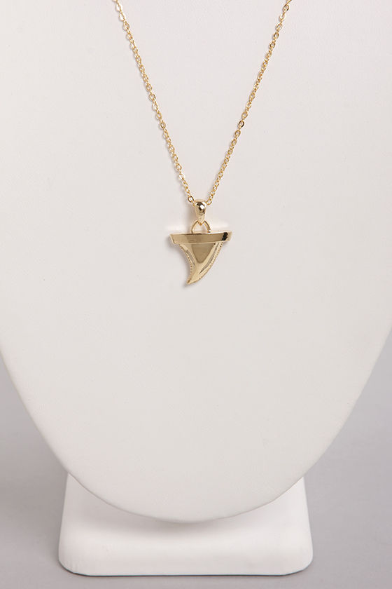 Shark Tooth Necklace - Gold Necklace - $12.00 - Lulus