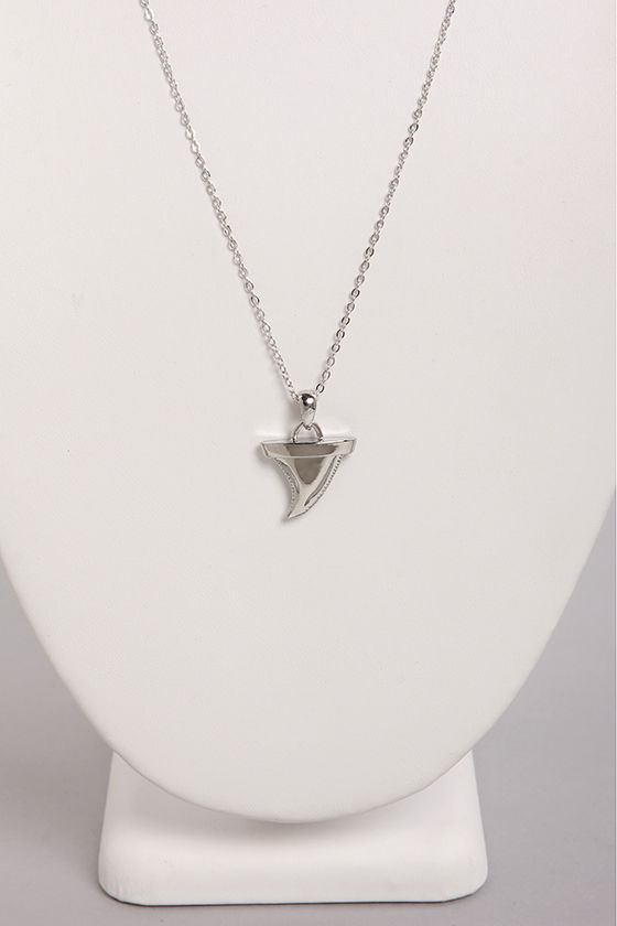 Shark Tooth Necklace - Silver Necklace - $12.00 - Lulus