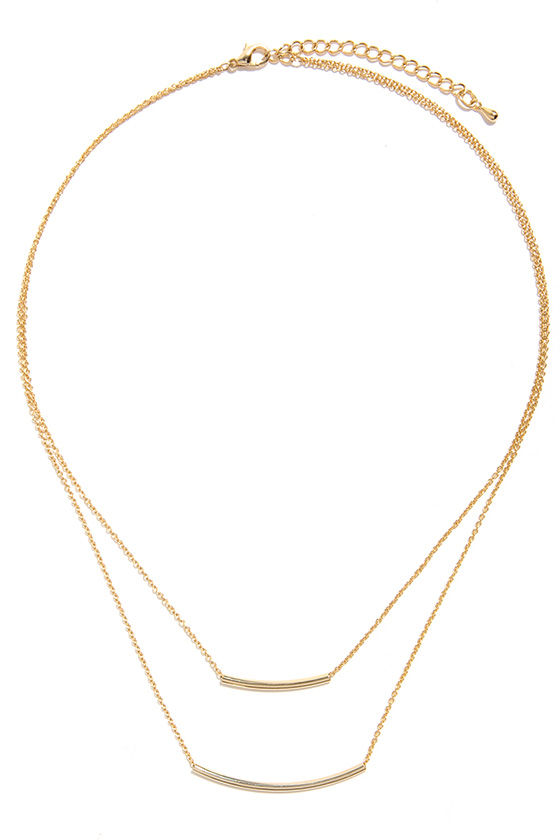 Bar-Fetched Gold Layered Necklace