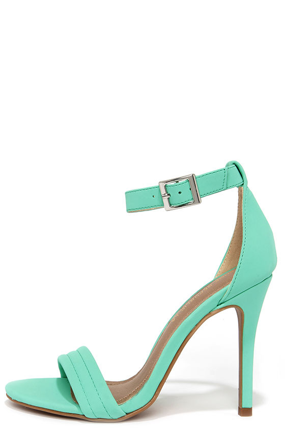 Lovely Mint Heels Vegan Leather Heels Single Sole Heels 30.00