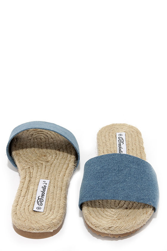 denim slide sandals