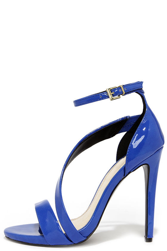 blue high heel shoes
