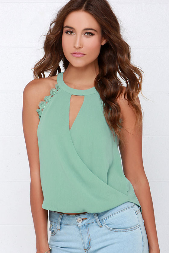 Sage Green Top - Lace Top - Sleeveless Top - $34.00 - Lulus