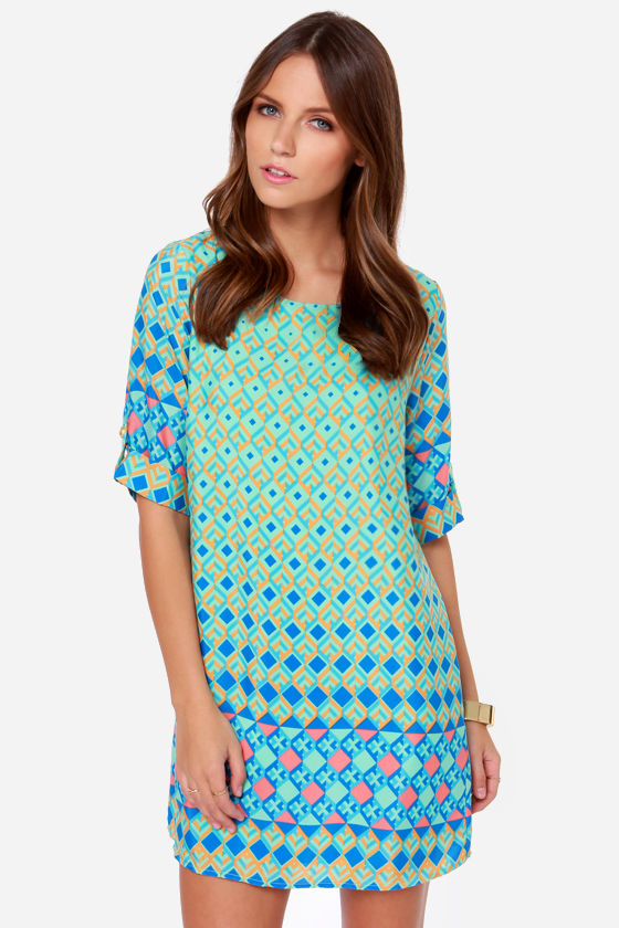 Cute Shift Dress - Mint Dress - Print Dress - $42.00 - Lulus