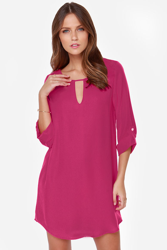 Cute Magenta Dress - Shift Dress - Cutout Dress - $47.00 - Lulus
