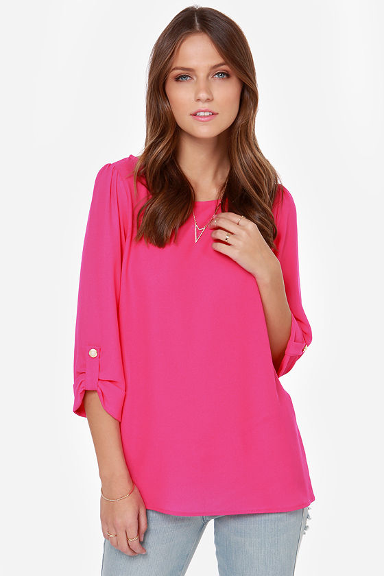 dark pink top with jeans